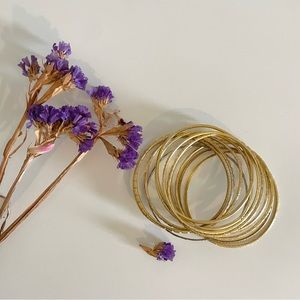 Set of 12 Bangle bracelets footprints 👣 gold tone brass silver